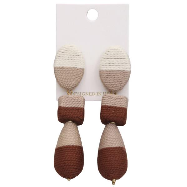 MULTI SHAPE TWO TONE THREAD WRAPPED DANGLE EARRING