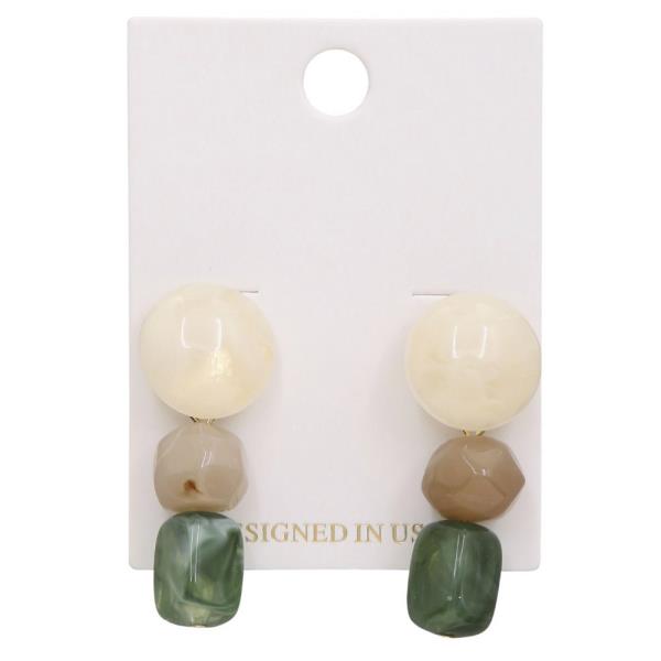 RESIN BEAD LINK DANGLE EARRING