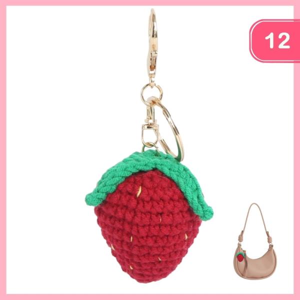 CROCHET VEGETABLE BAG CHARM KEYCHAIN (12 UNITS)