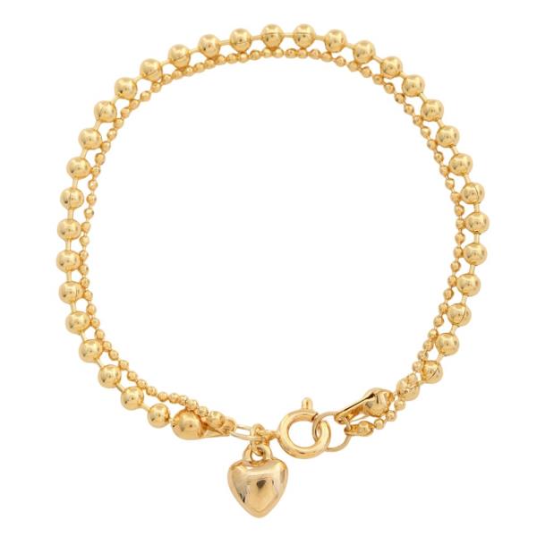 SODAJO BALL BEAD HEART CHARM GOLD DIPPED BRACELET