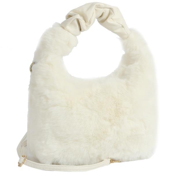 FUR HANDLE BAG W STRAP