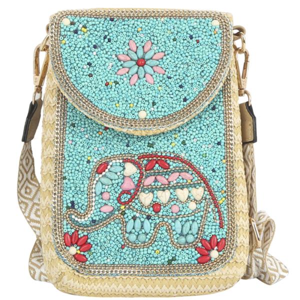 STYLISH DESIGN SEED BEAD CROSSBODY BAG