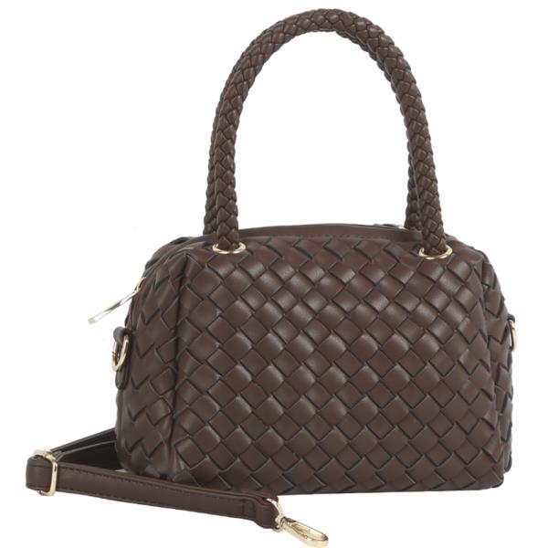 WOVEN DESIGN HANDLE BAG W STRAP