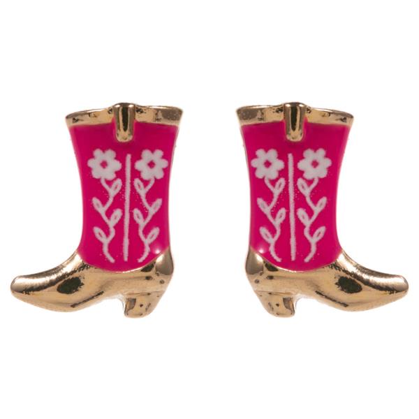 BOOT ENAMEL W/ PRINTED PATTERN HYPOALLERGENIC STUD EARRING