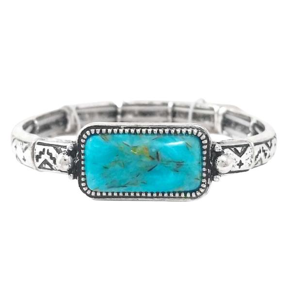 WESTERN AZTEC PATTERN BAR STONE BRACELET