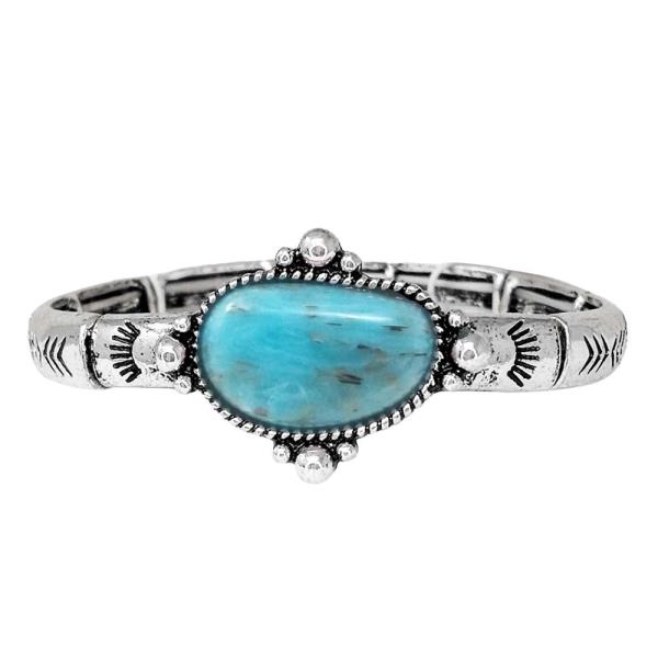 WESTERN AZTEC PATTERN ROUND STONE BRACELET