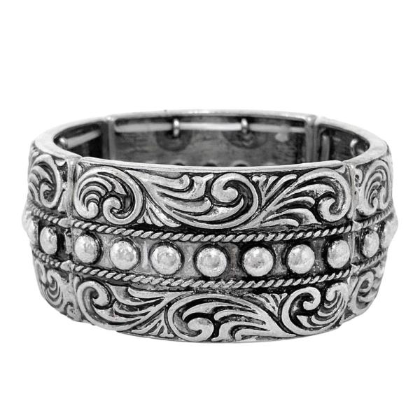 WESTERN FILIGREE BALL TEXTURED STRETCH BRACELET