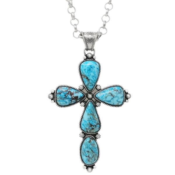WESTERN STONE CROSS NECKLACE