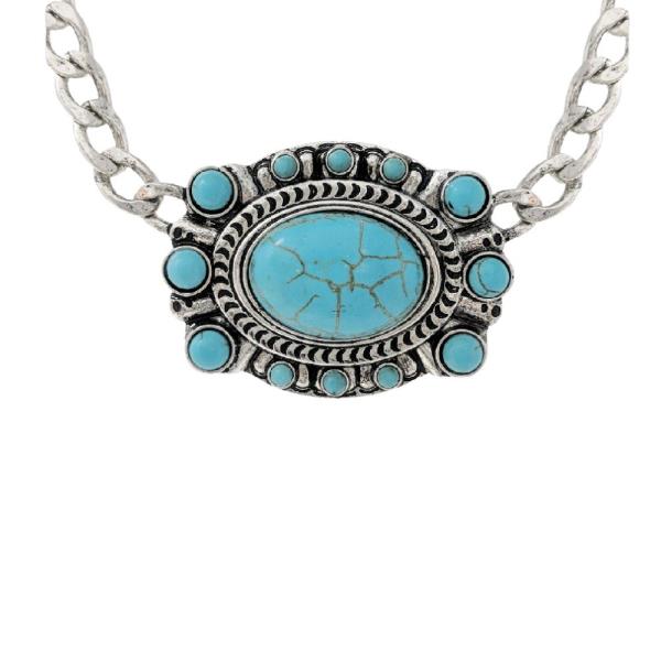 WESTERN SEMI STONE CONCHO NECKLACE