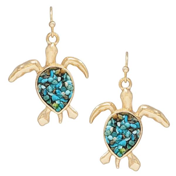 SEALIFE SEA TURTLE TURQUOISE CHIP DANGLE EARRING