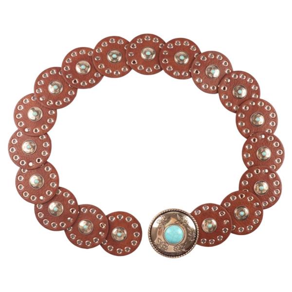 WESTERN CONCHO CIRCLE Y2K FAUX LEATHER BELT