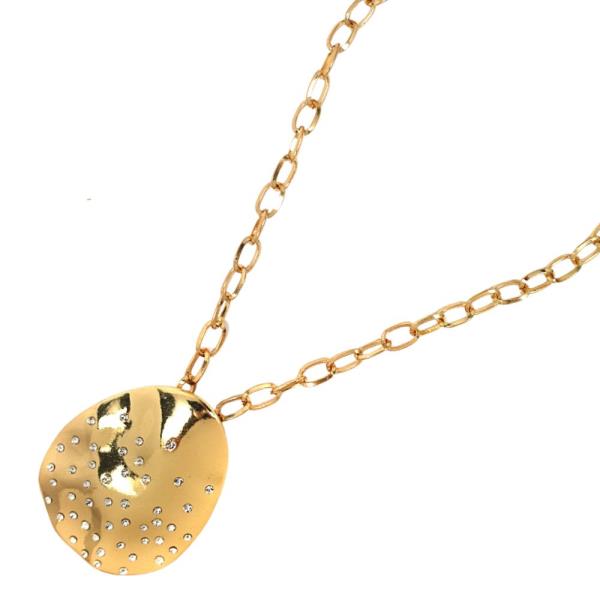 RHINESTONE METAL PENDANT NECKLACE