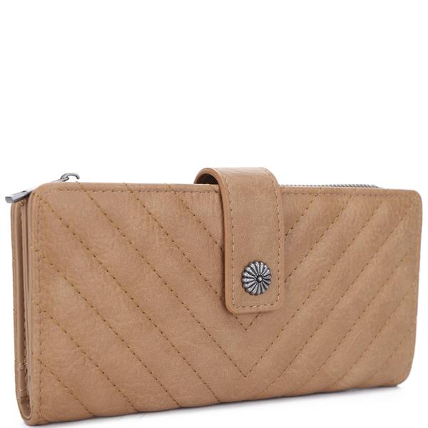 QUILTED BUTTON ZIPPER WALLET