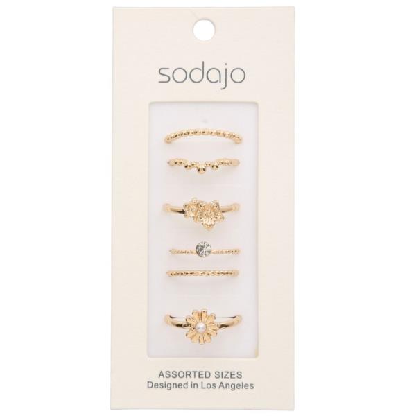 SODAJO FLOWER METAL ASSORTED RING SET