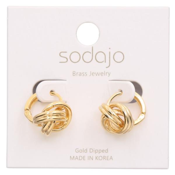 SODAJO KNOT METAL HUGGIE GOLD DIPPED EARRING