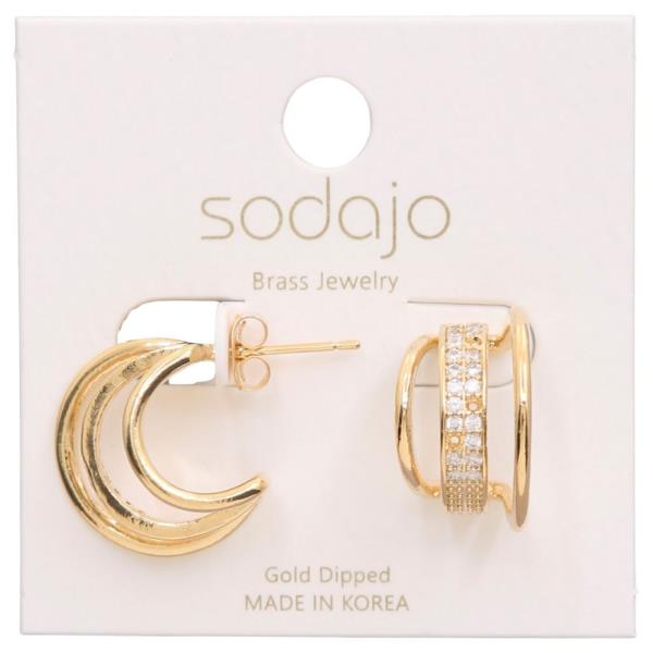 SODAJO CRYSTAL MULTI HOOP GOLD DIPPED EARRING