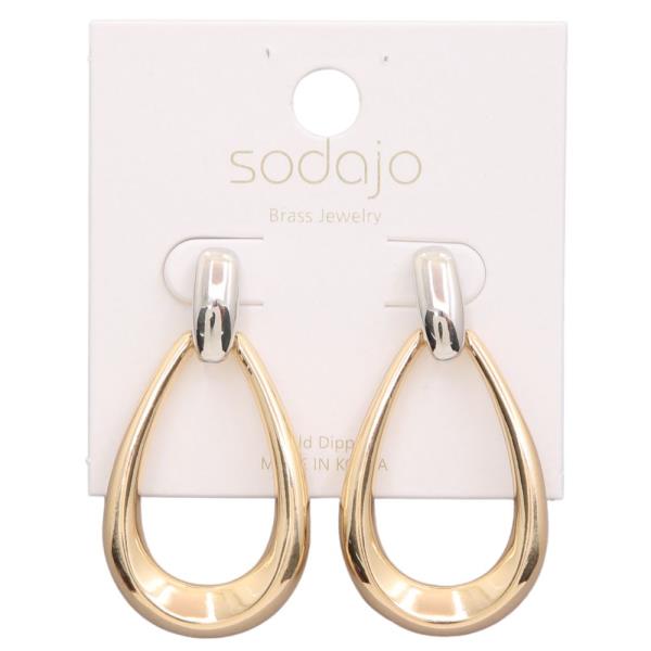 SODAJO TWO TONE TEARDROP GOLD DIPPED EARRING