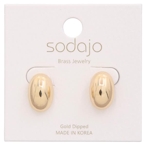 SODAJO OVAL METAL GOLD DIPPED EARRING