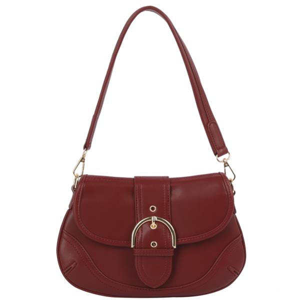CHIC BUCKLE SMOOTH DESIGN SHOULDER BAG