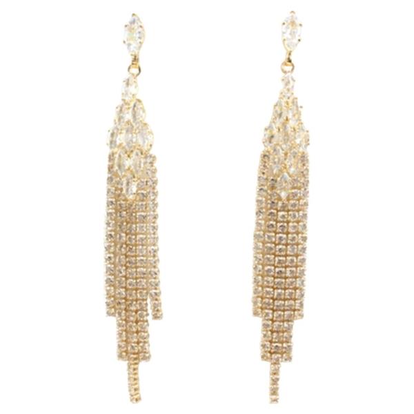 RHINESTONE LINEAR TASSEL DROP EARRING