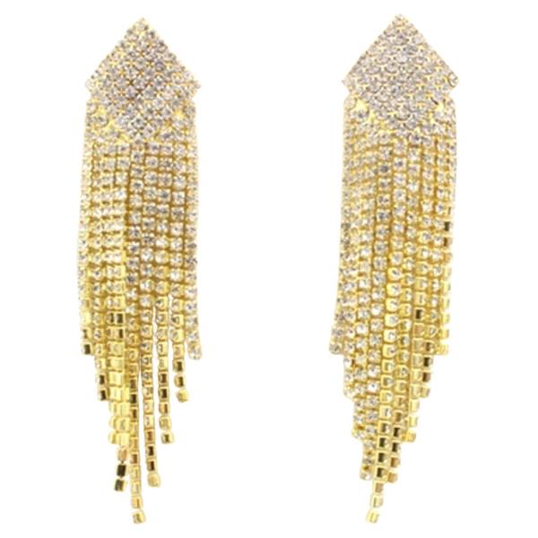 RHINESTONE FRINGE TASSEL DROP EARRING