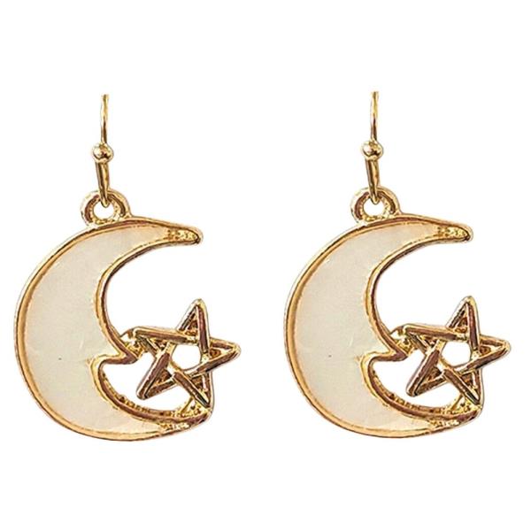ABALONE SHELL MOON STAR DANGLE EARRING