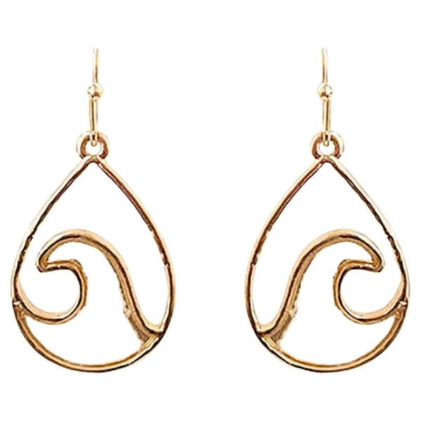 METAL WAVE TEARDROP DANGLE EARRING