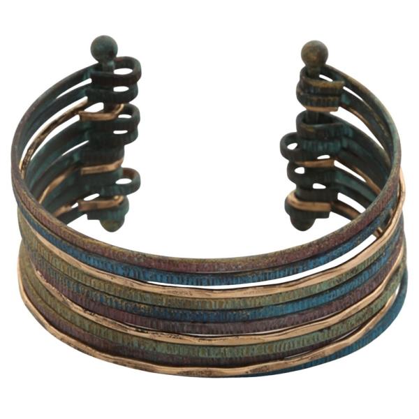WESTERN TEXTURED METAL MULTI BAND CUFF BRACELET