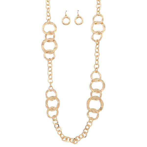 CHAIN LINK RING ACCENT NECKLACE EARRING SET