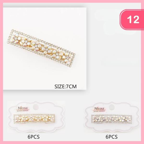 RHINESTONE BARRETTE HAIR CLIP (12 UNITS)