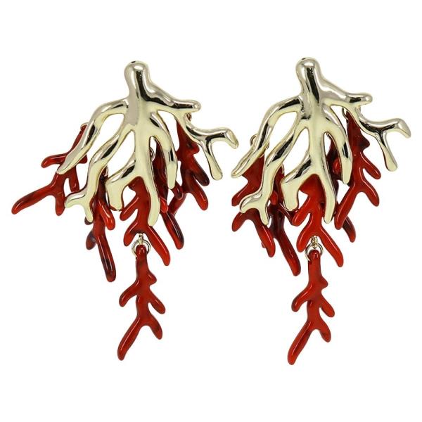 METAL CORAL DROP DANGLE EARRING