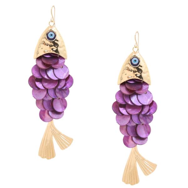ROUND BEAD FISH DANGLE EARRING