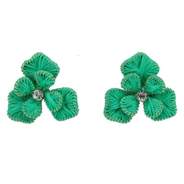 RAFFIA FLOWER STUD EARRING 