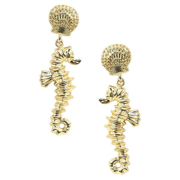 METAL SEAHORSE DANGLE EARRING 