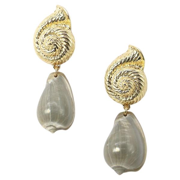METAL ACRYLIC SHELL DROP EARRING 