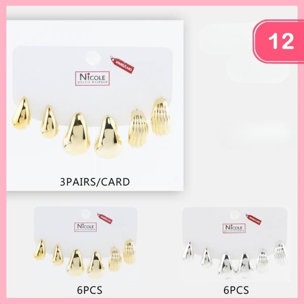 MIXED HUGGIE HOOP EARRING (12 UNITS)