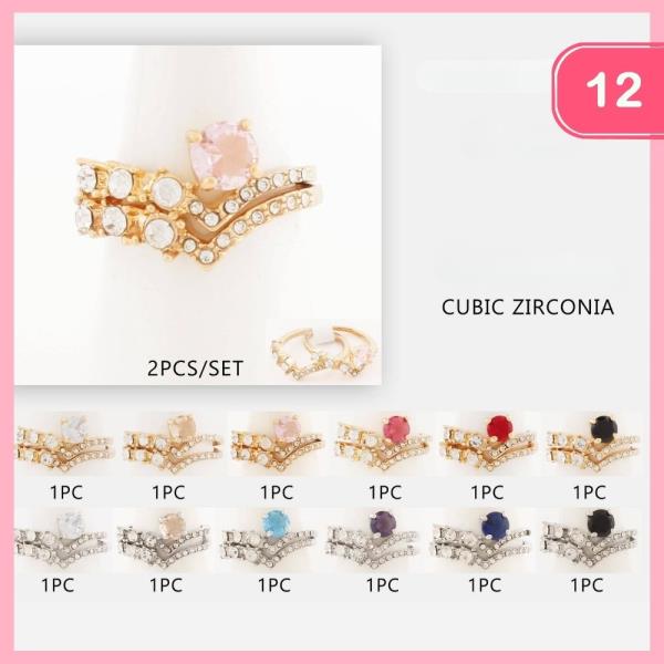 CUBIC ZIRCONIA STACKABLE RING (12 UNITS)