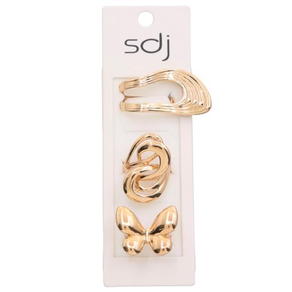SDJ CHUNKY BUTTERFLY METAL ASSORTED RING SET