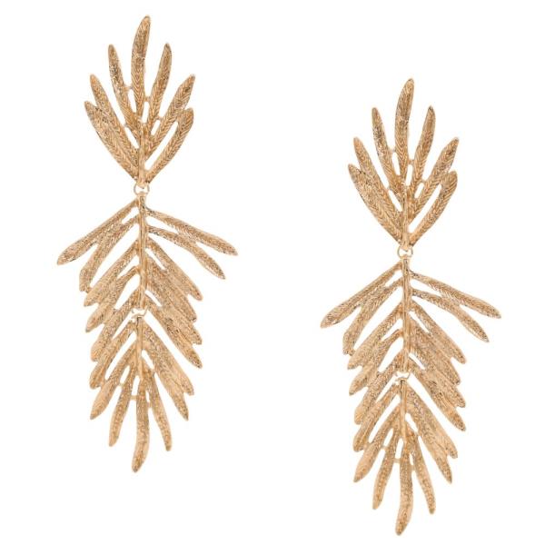 SDJ LEAF SHAPE METAL DANGLE EARRING