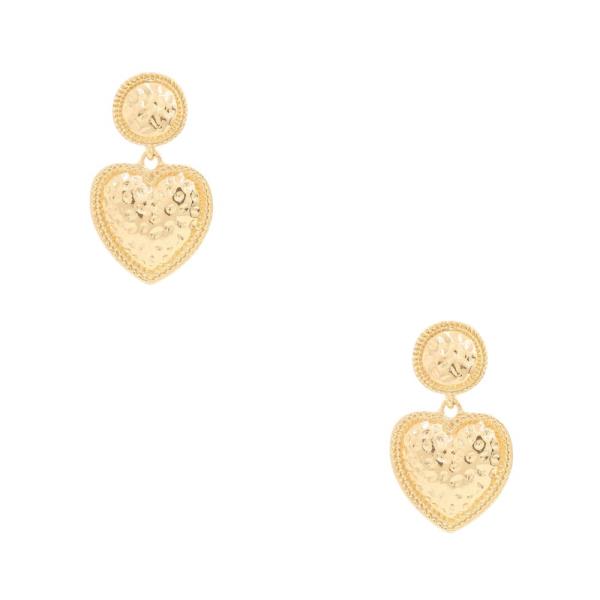 SDJ ROUND HEART LINK METAL DANGLE EARRING