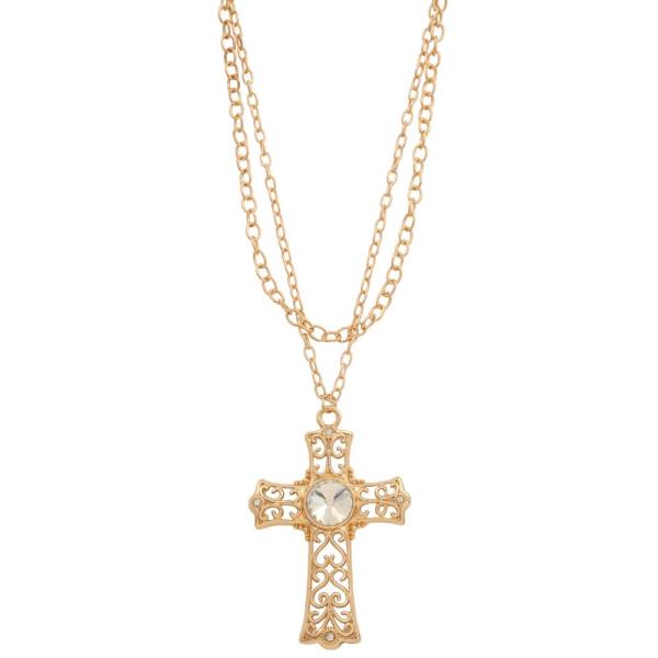 SDJ CROSS PENDANT LAYERED NECKLACE