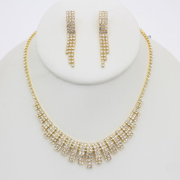 RHINESTONE FRINGE NECKLACE EARRING