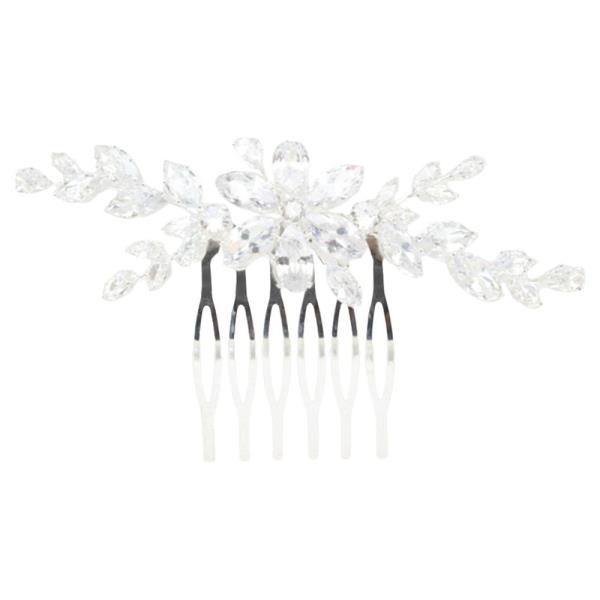 CUBIC ZIRCONIA STONE LEAF HAIR COMB