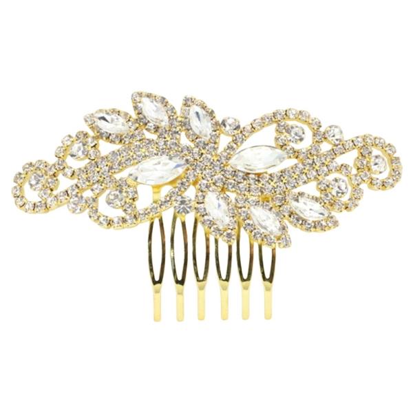 RHINESTONE FLORAL LEAF HAIR COMB