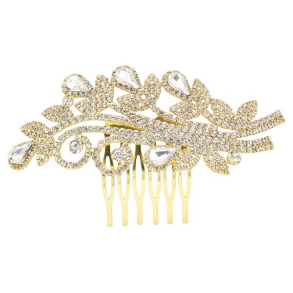 RHINESTONE LEAF HAIR COMB