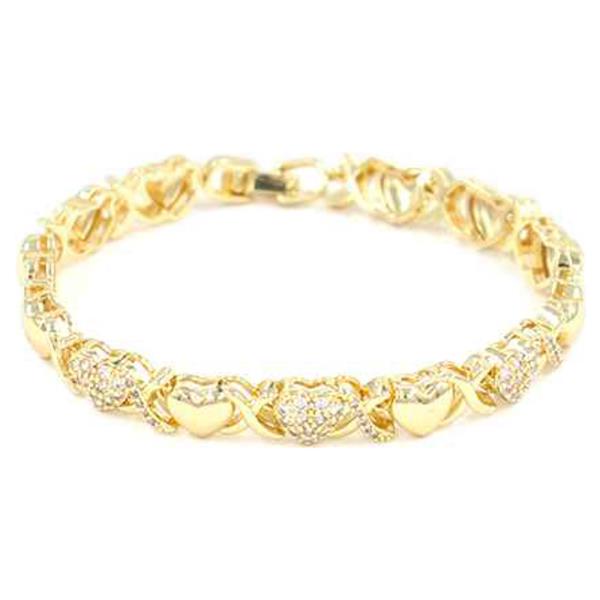 RHINESTONE HEART LINK BRACELET