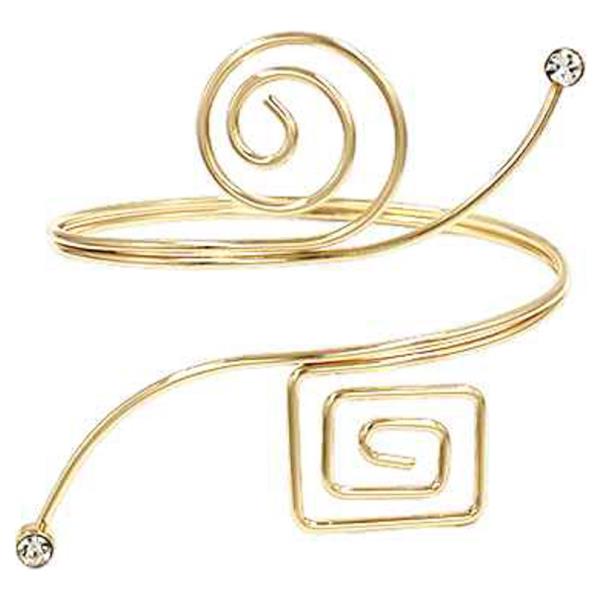 METAL RHINESTONE SPIRAL COIL BANGLE BRACELET