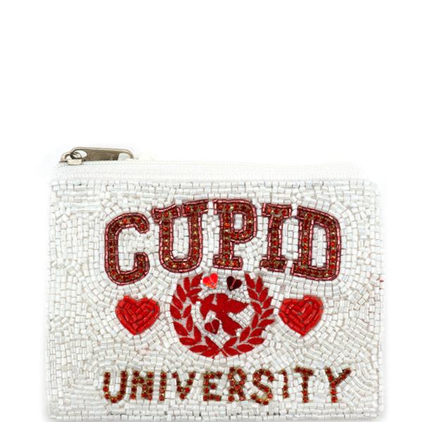 SEED BEAD CUPID UNIVERSITY COIN PURSE BAG