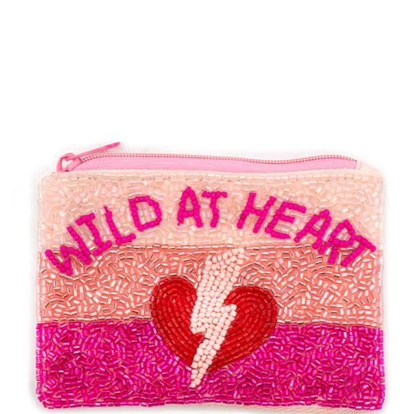 SEED BEAD WILD AT HEART LIGHTNING BOLT GRAPHIC COIN PURSE BAG