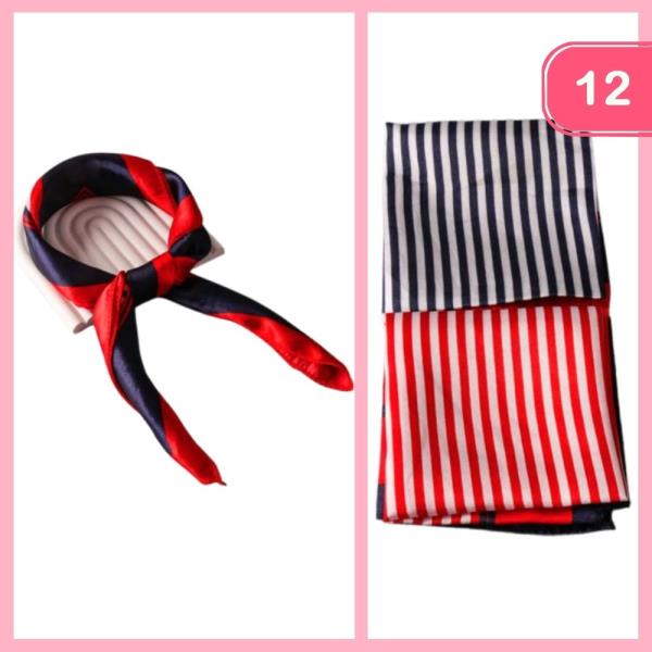 STRIPED SILK LIKE SCARF (12 UNITS)